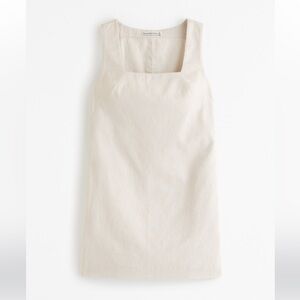 Abercrombie & Fitch Linen Blend Mini Dress in Cream